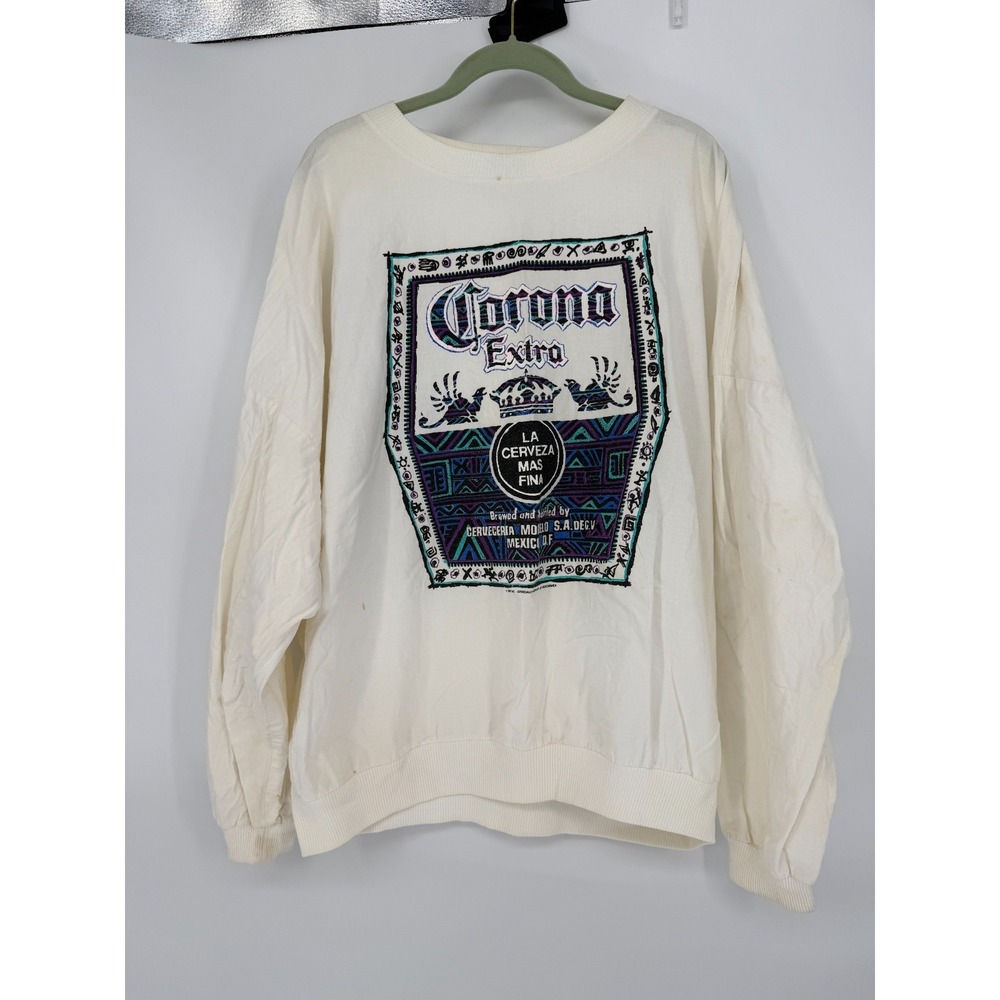 Vintage Corona Extra Crewneck Sweatshirt XL White Volleyball Beer Promo